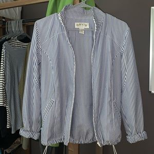 Blue and White Striped Lightweight Jacket